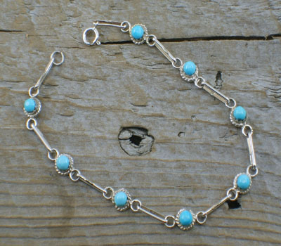Turquoise Bracelet Native American 8 Stone Link bracelet